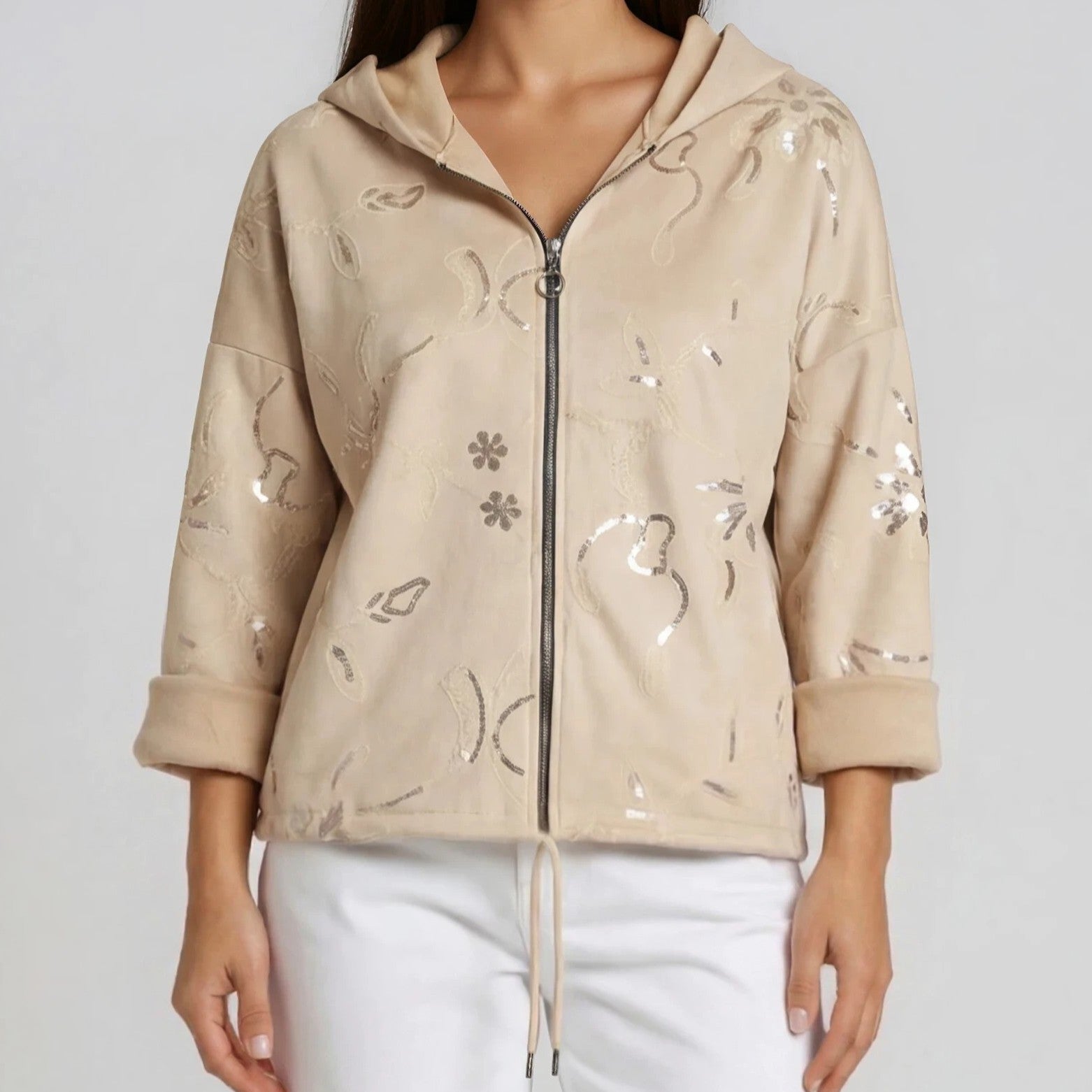 Embroidered Zip Hoodie