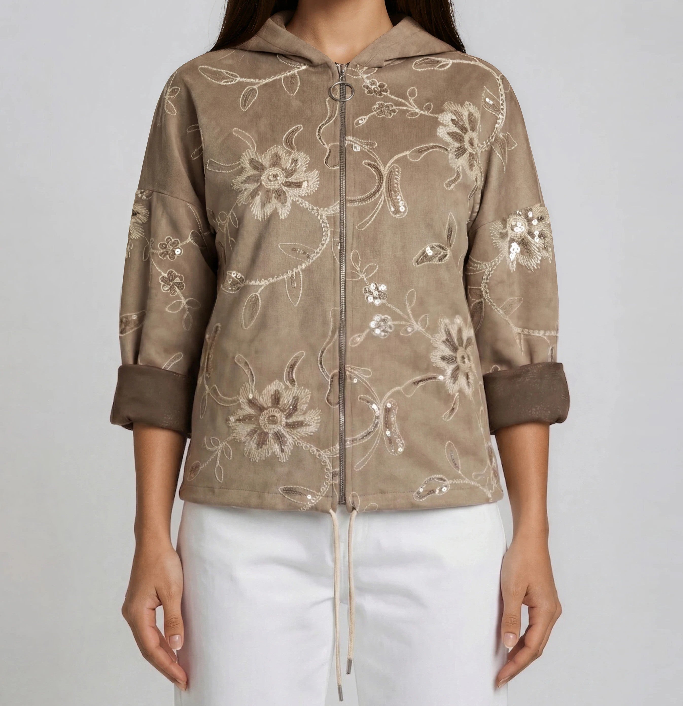 Embroidered Zip Hoodie
