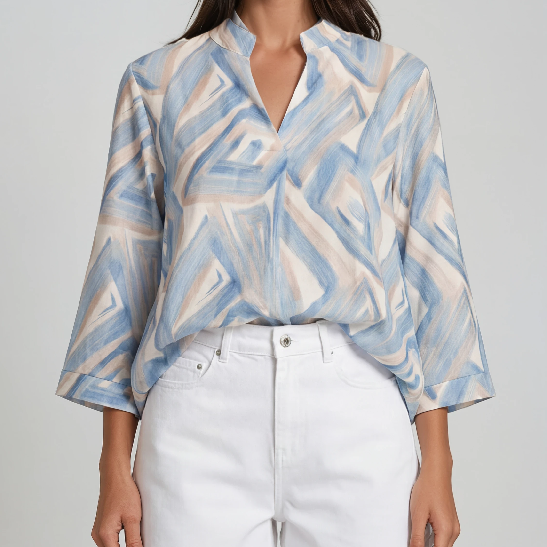 Bluse mit grafischem Print