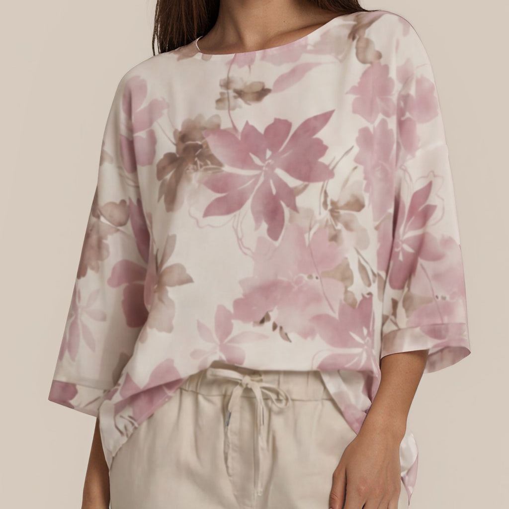 Top mit StickereiFlorales Oversize-Shirt