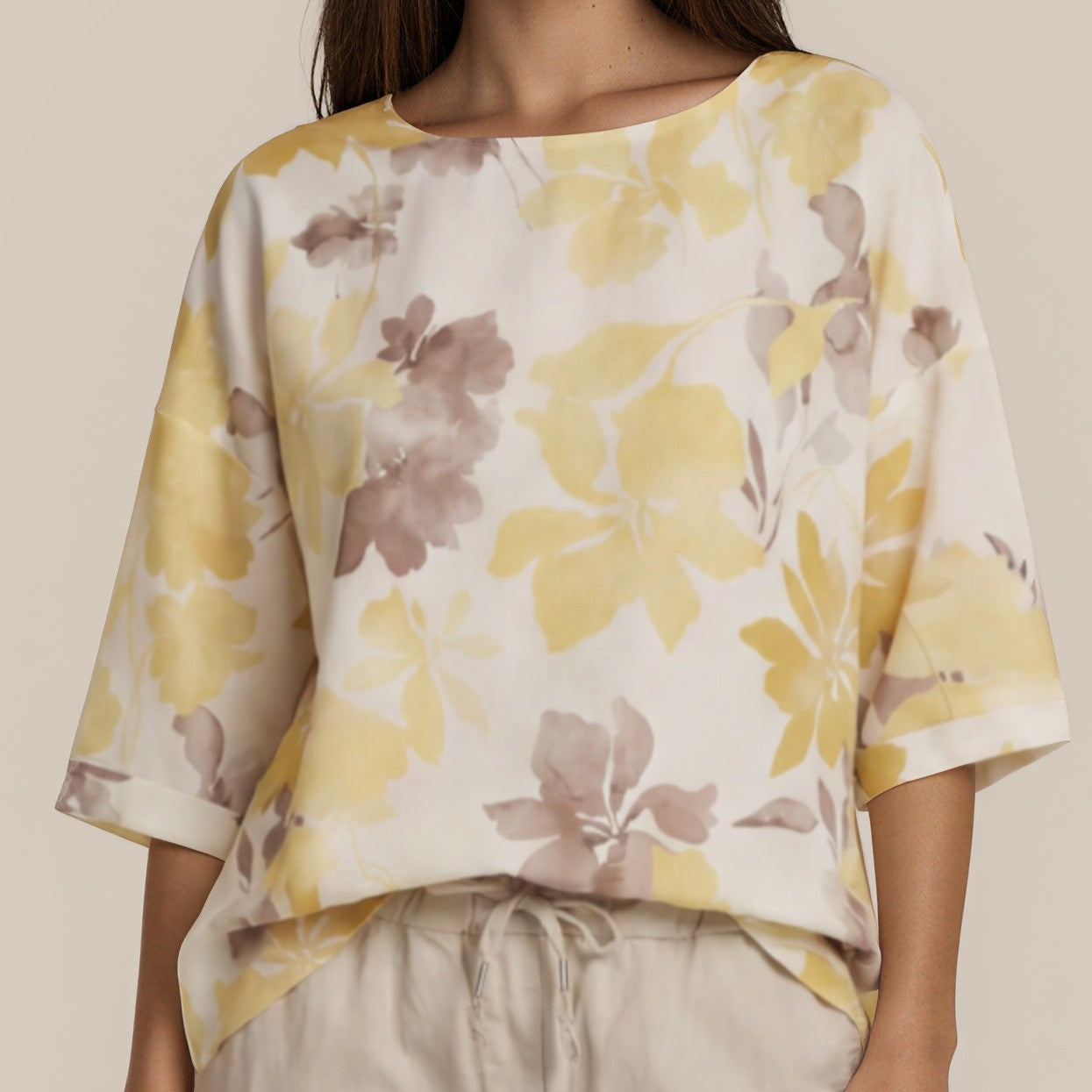 Top mit StickereiFlorales Oversize-Shirt