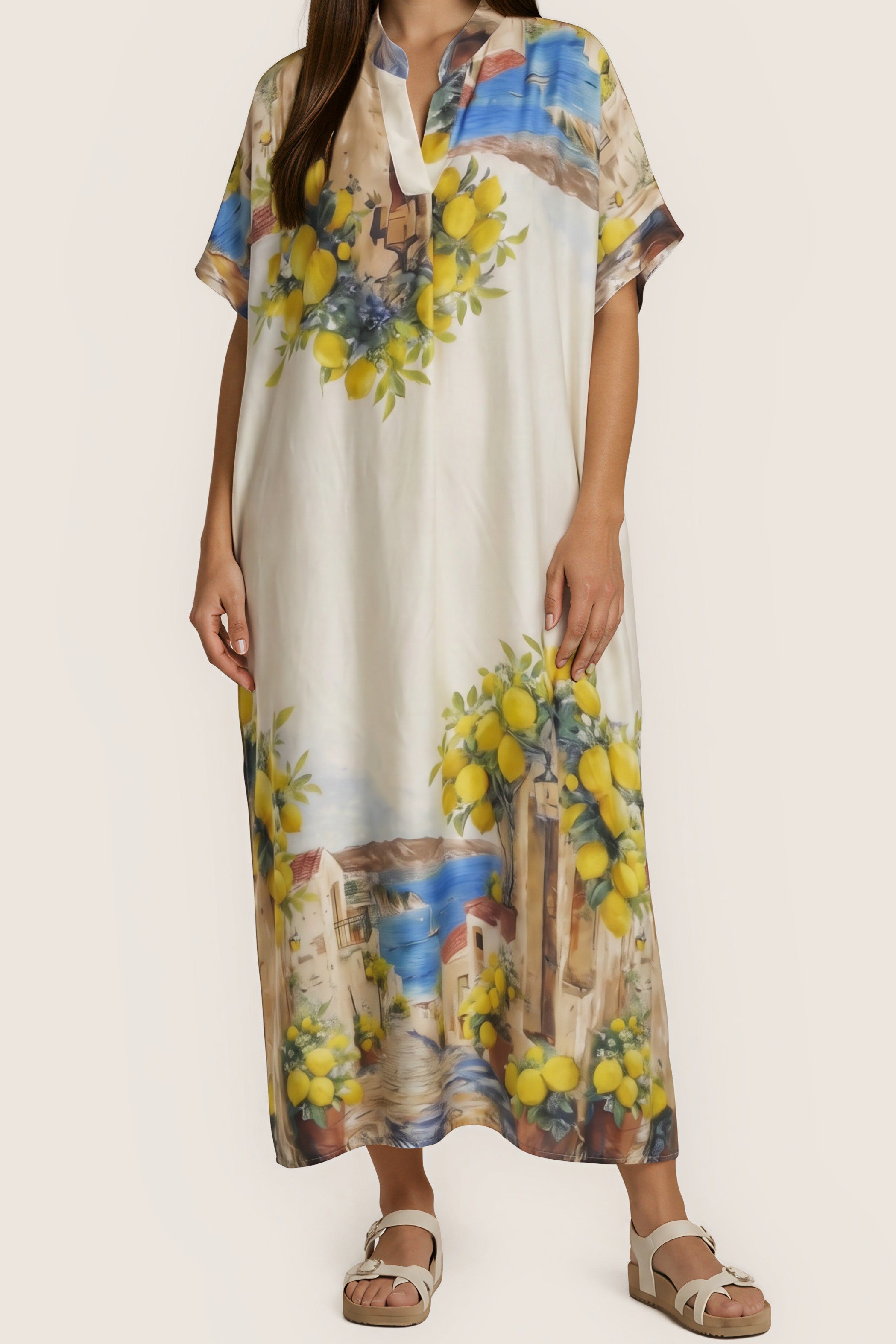 Mediterranes Maxi-Kleid „Limone“