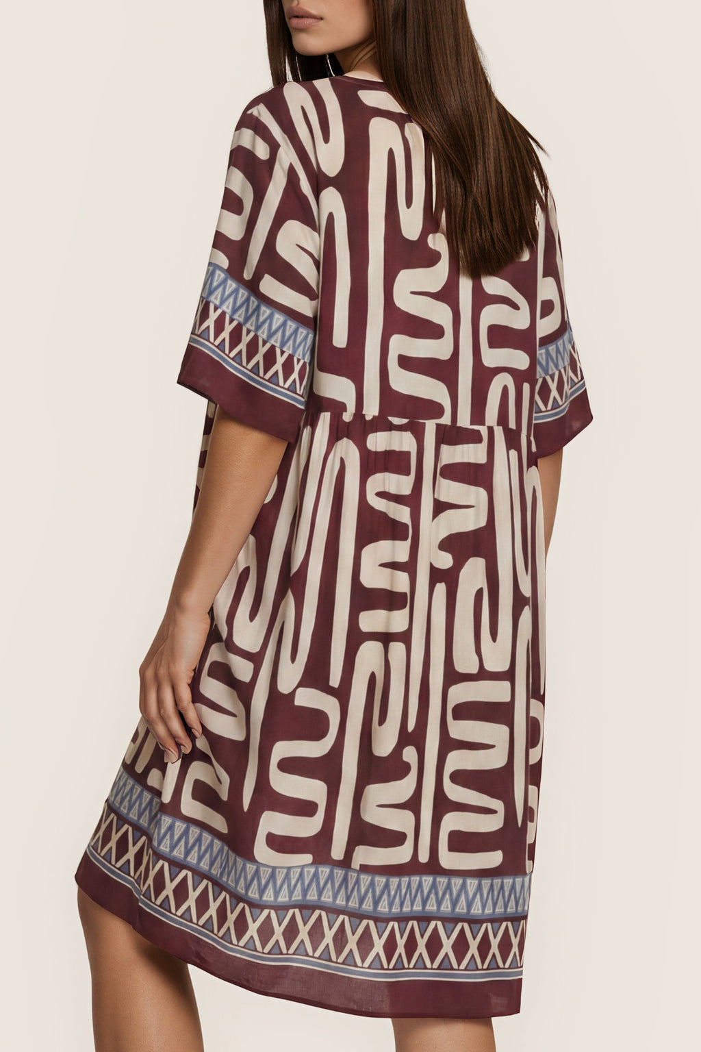 Gemustertes Midi-Kleid Ethno-Print