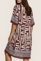 Gemustertes Midi-Kleid Ethno-Print
