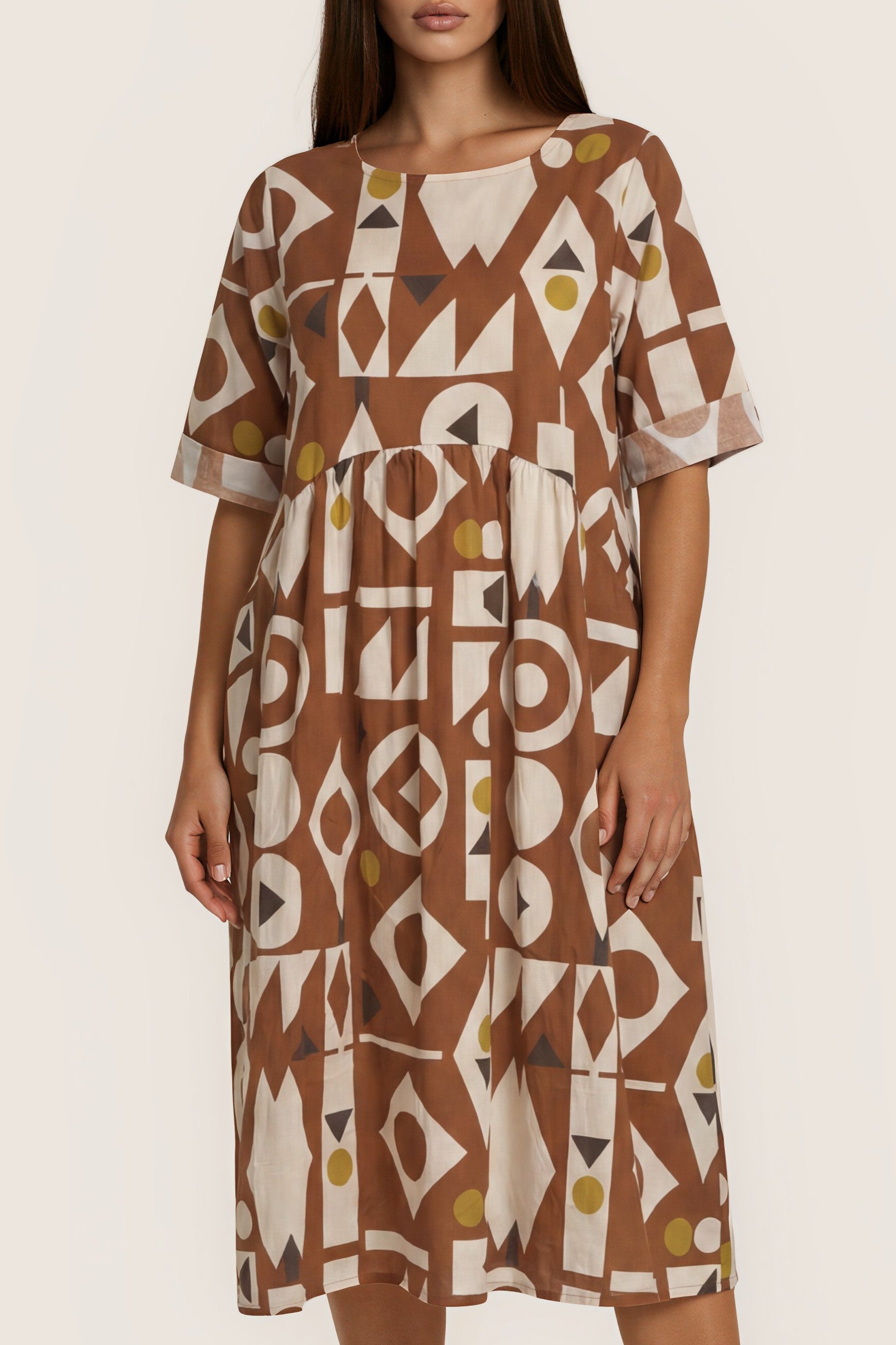 Midi-Kleid mit grafischem Allover-Print
