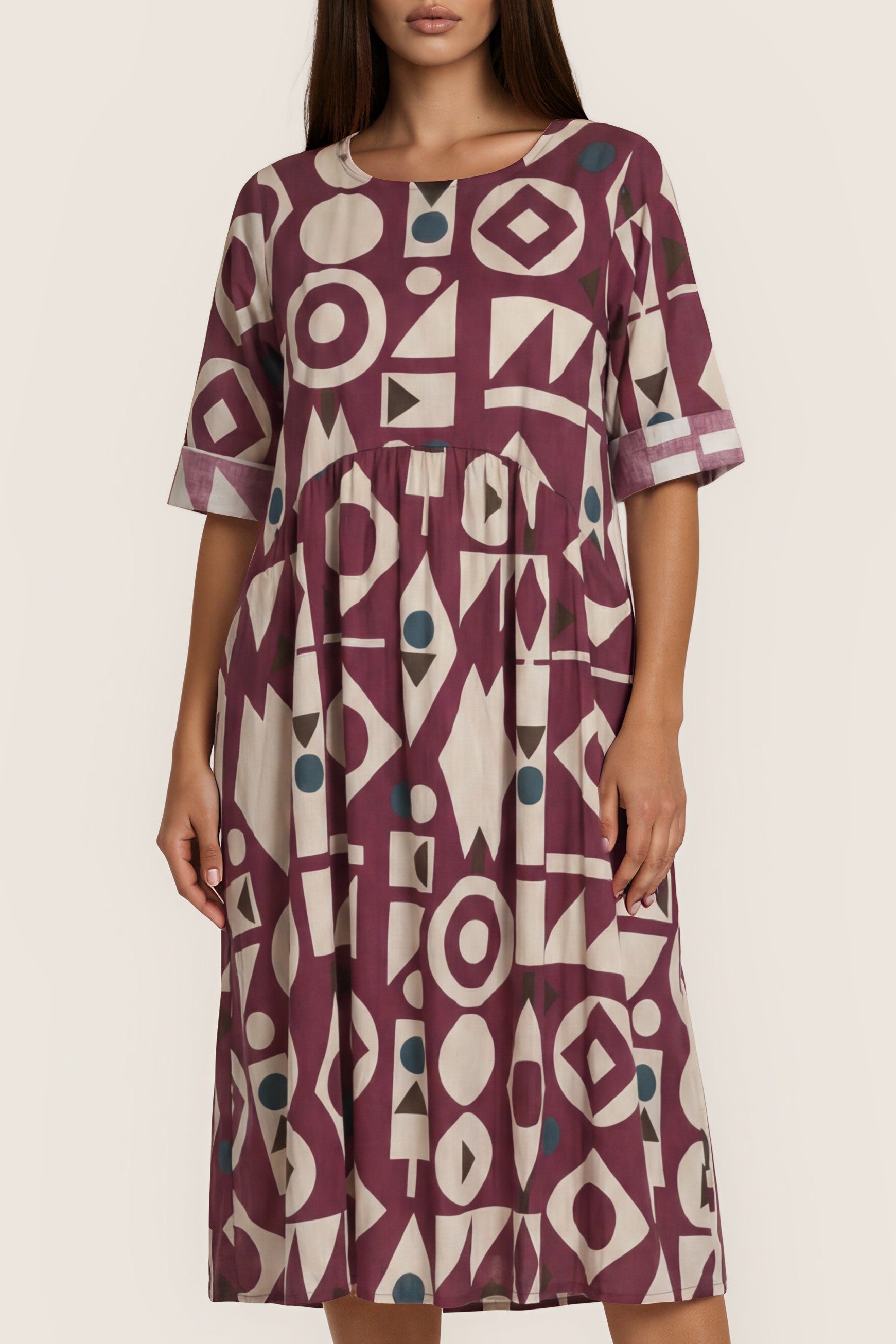 Midi-Kleid mit grafischem Allover-Print