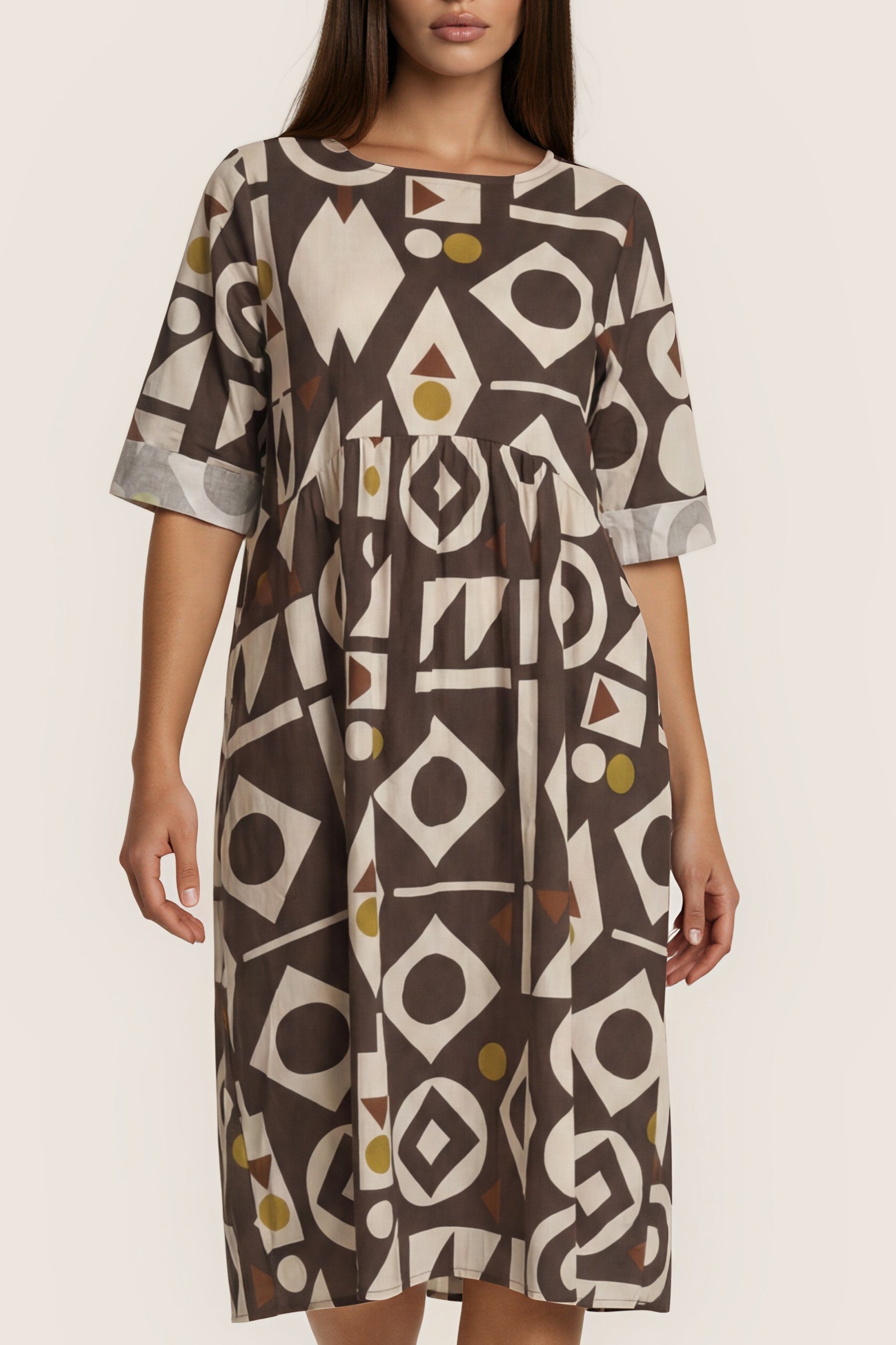 Midi-Kleid mit grafischem Allover-Print