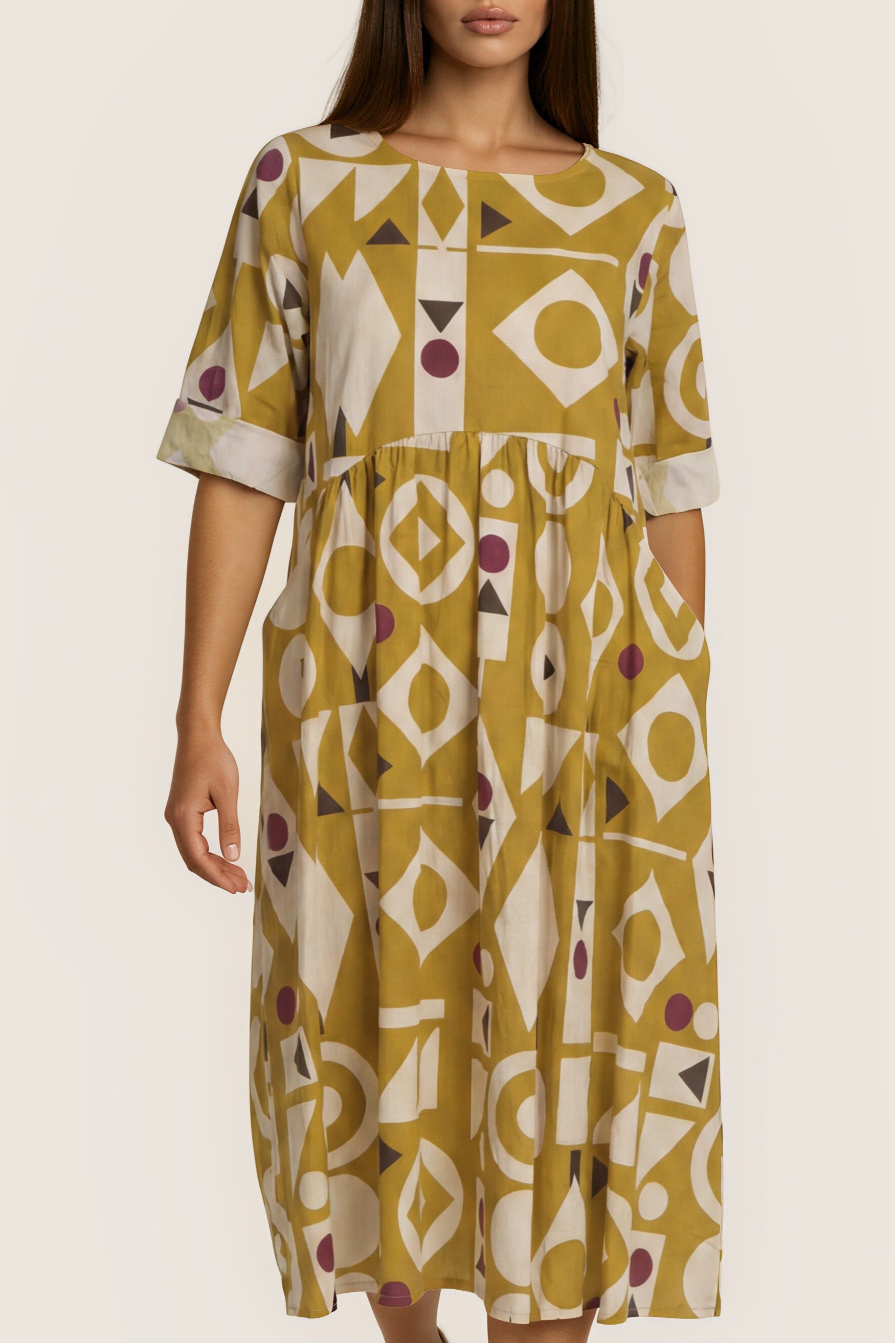 Midi-Kleid mit grafischem Allover-Print