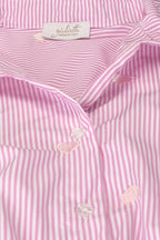 Gestreifte Hemdbluse mit Herzstickerei