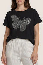 T-Shirt mit Schmetterlings-Print & Glitzerdetails