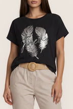 T-Shirt mit Feder-Print „Forever“