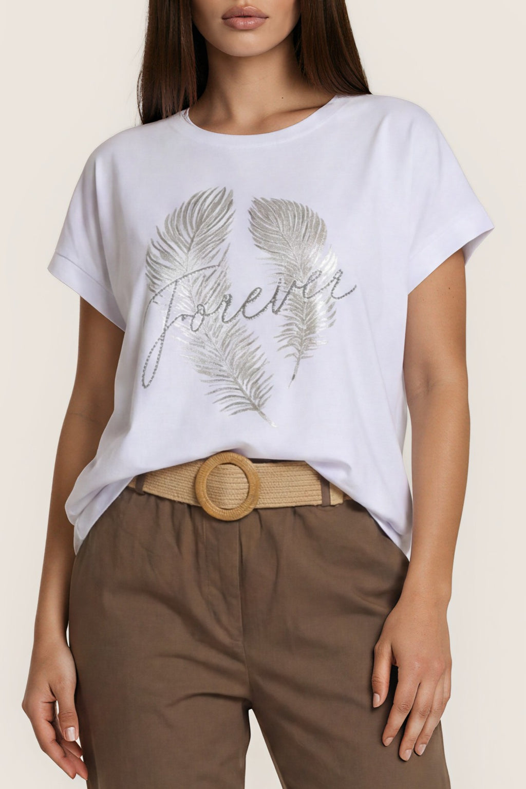 T-Shirt mit Feder-Print „Forever“