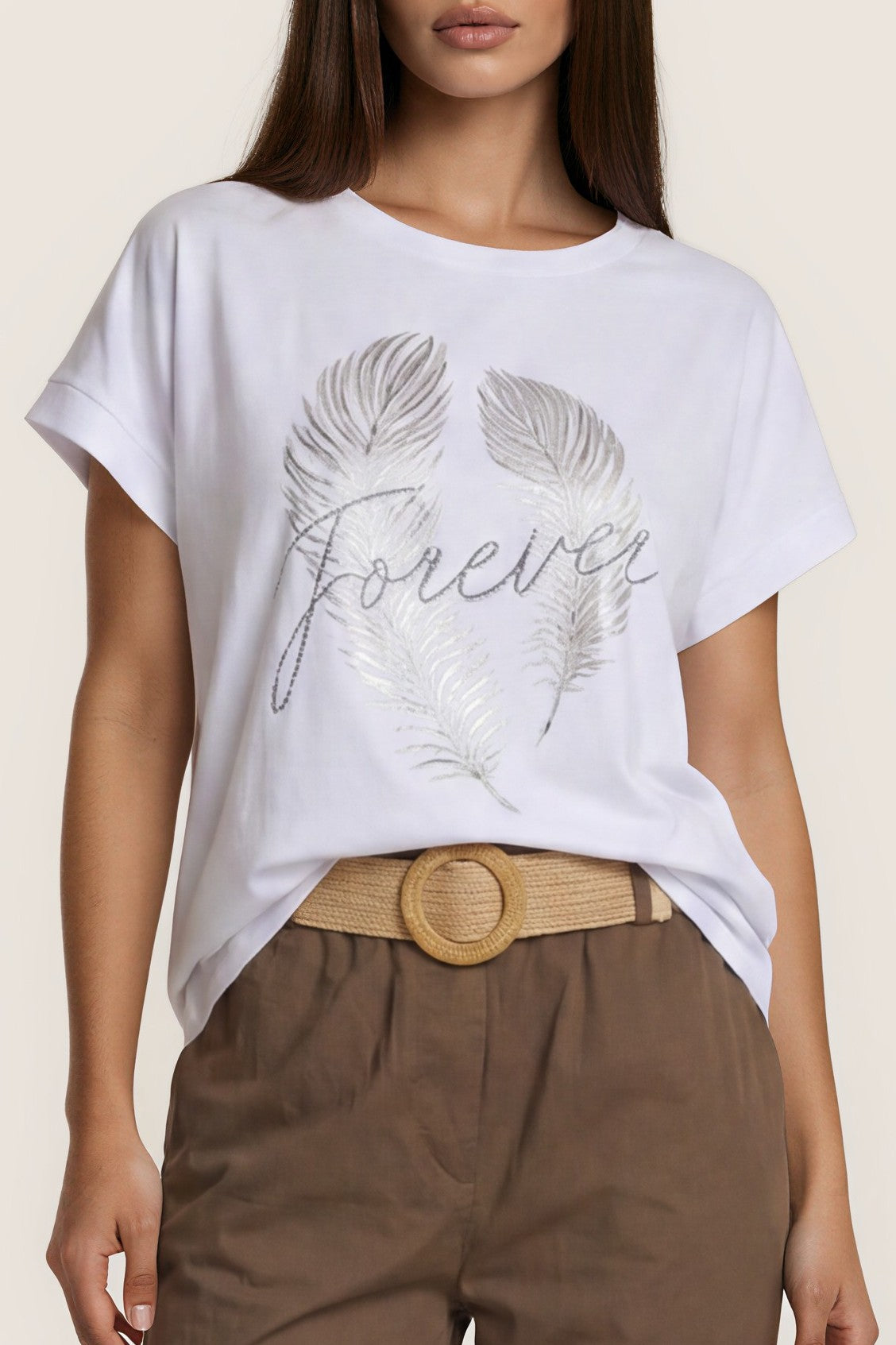T-Shirt mit Feder-Print „Forever“