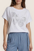 T-Shirt mit Schmetterlings-Print & Glitzerdetails