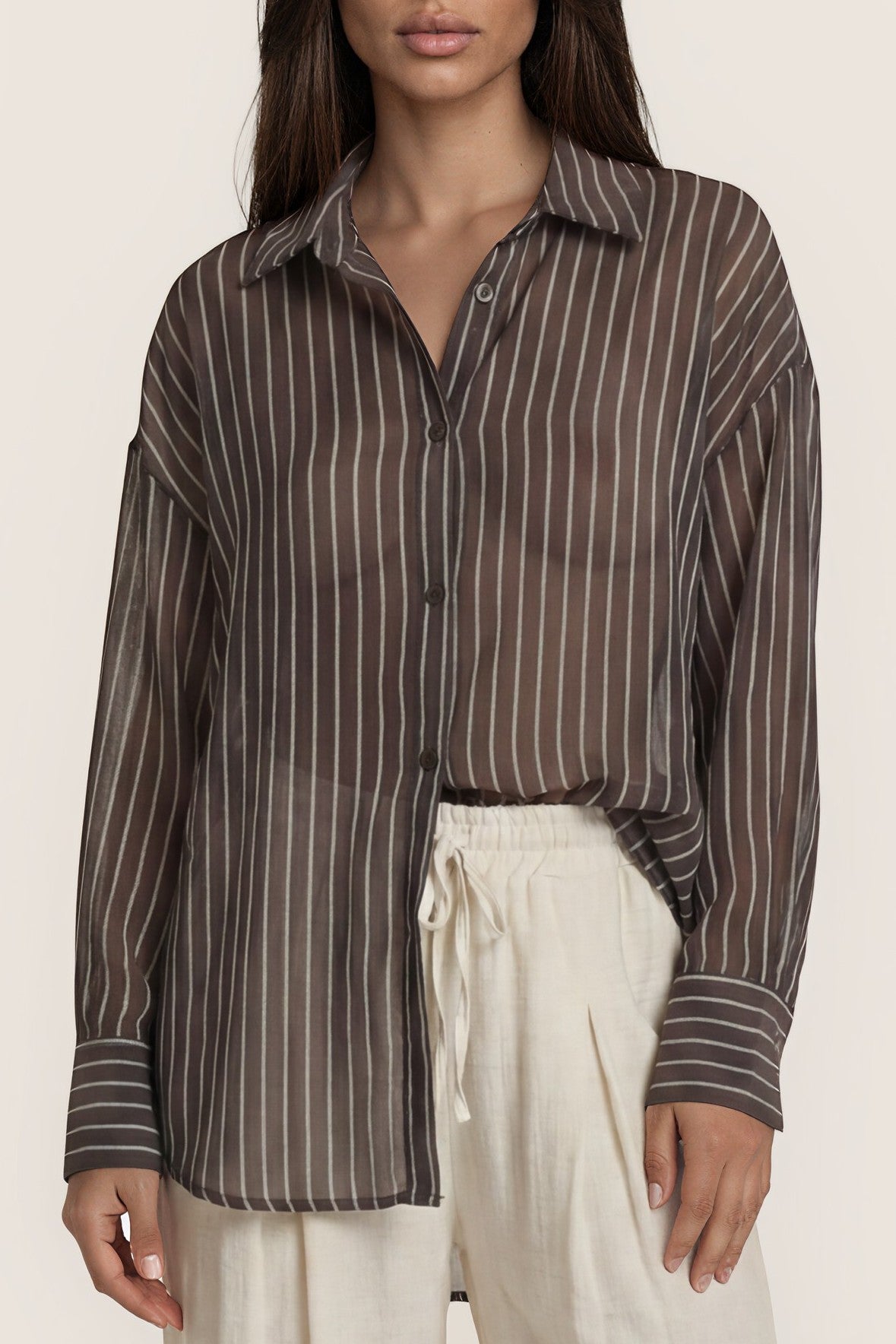Transparente Streifenbluse im Oversize-Look