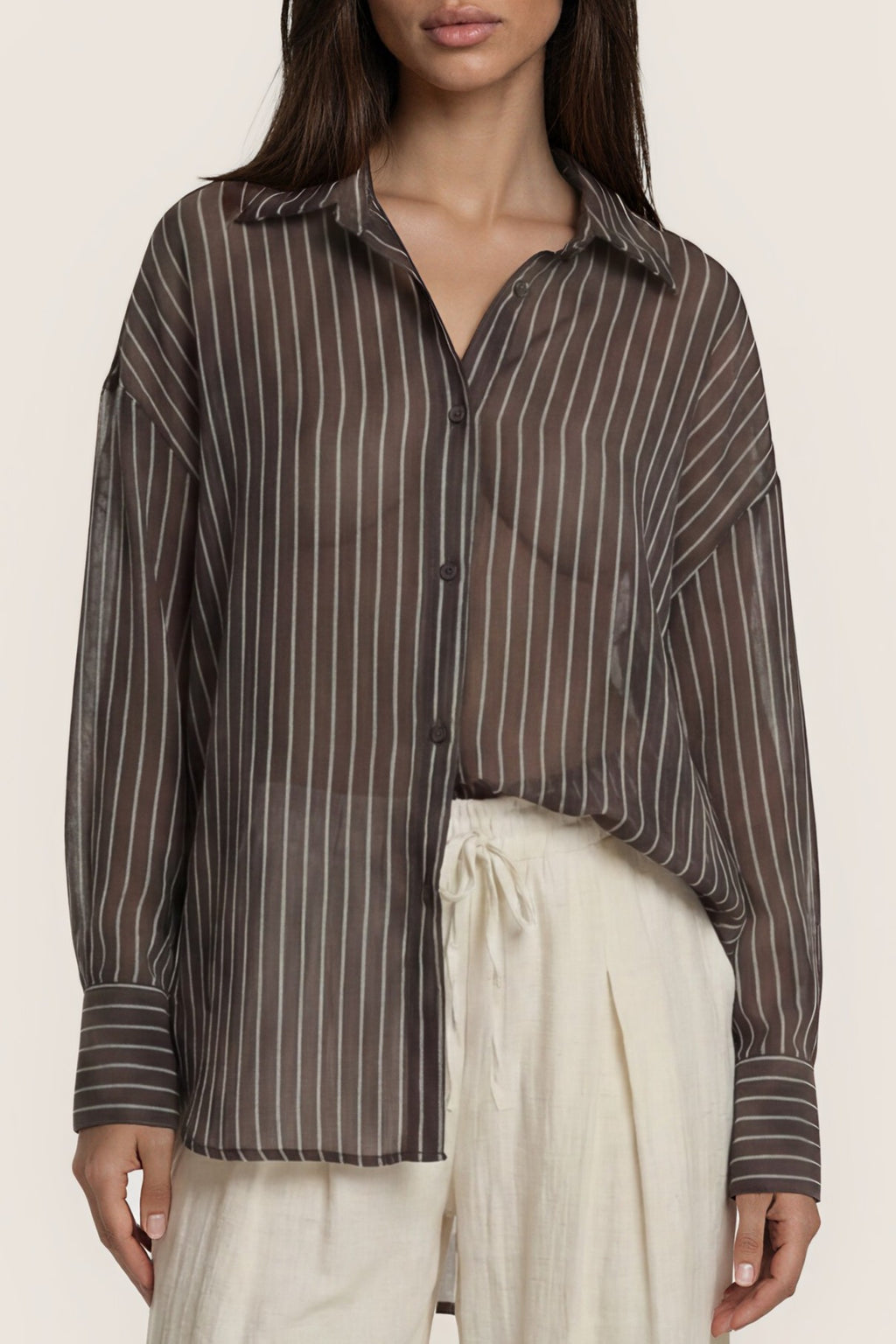Transparente Streifenbluse im Oversize-Look
