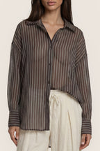Transparente Streifenbluse im Oversize-Look