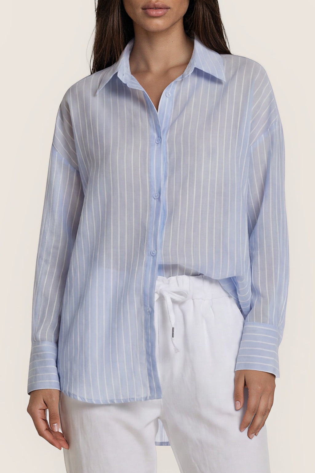 Transparente Streifenbluse im Oversize-Look