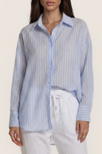 Transparente Streifenbluse im Oversize-Look
