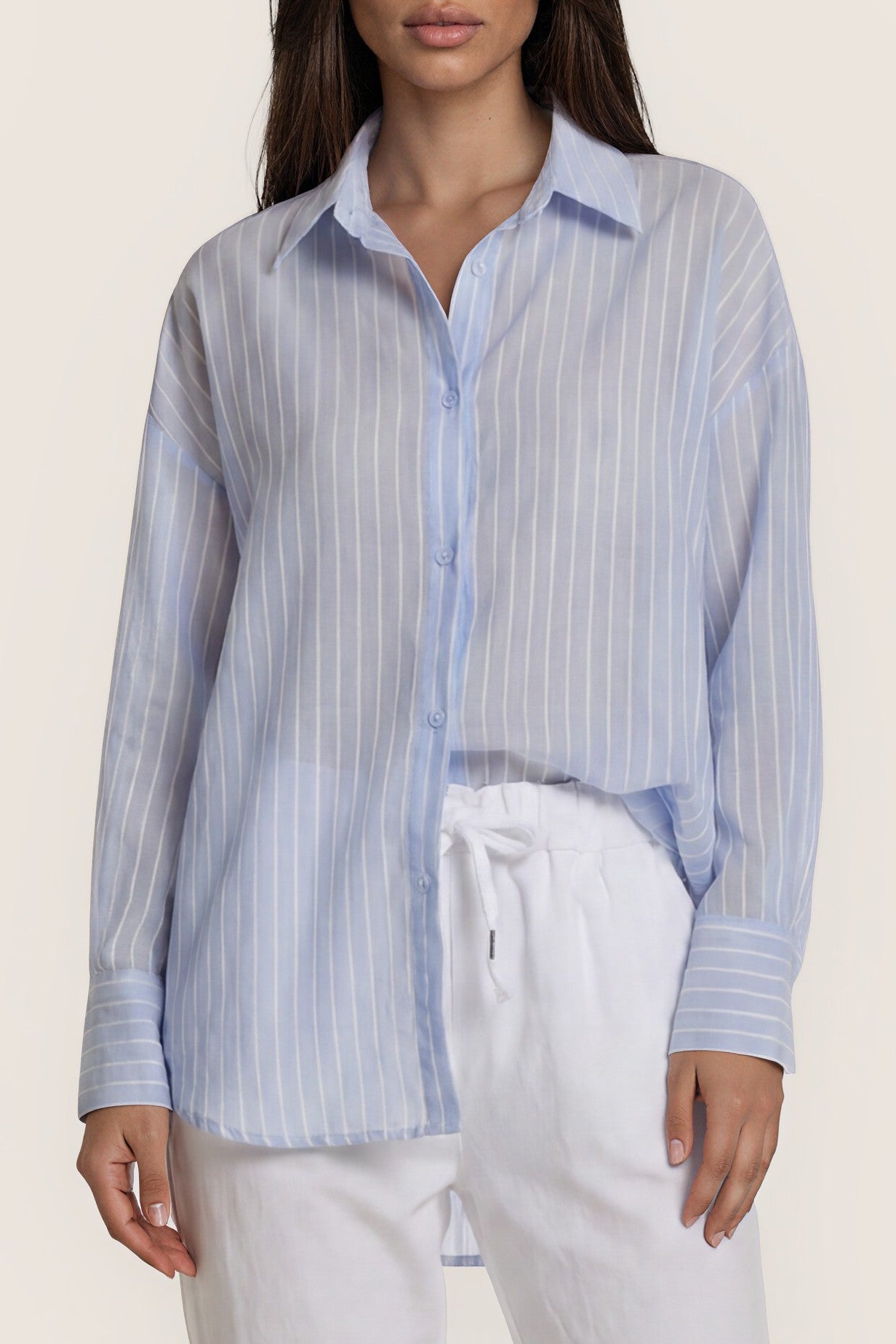 Transparente Streifenbluse im Oversize-Look
