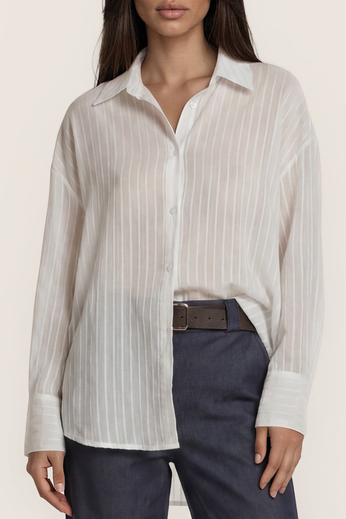 Transparente Streifenbluse im Oversize-Look