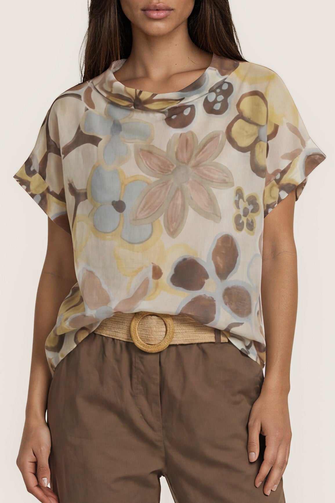 Blusenshirt mit floralem Aquarell-Print