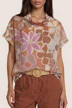Blusenshirt mit floralem Aquarell-Print