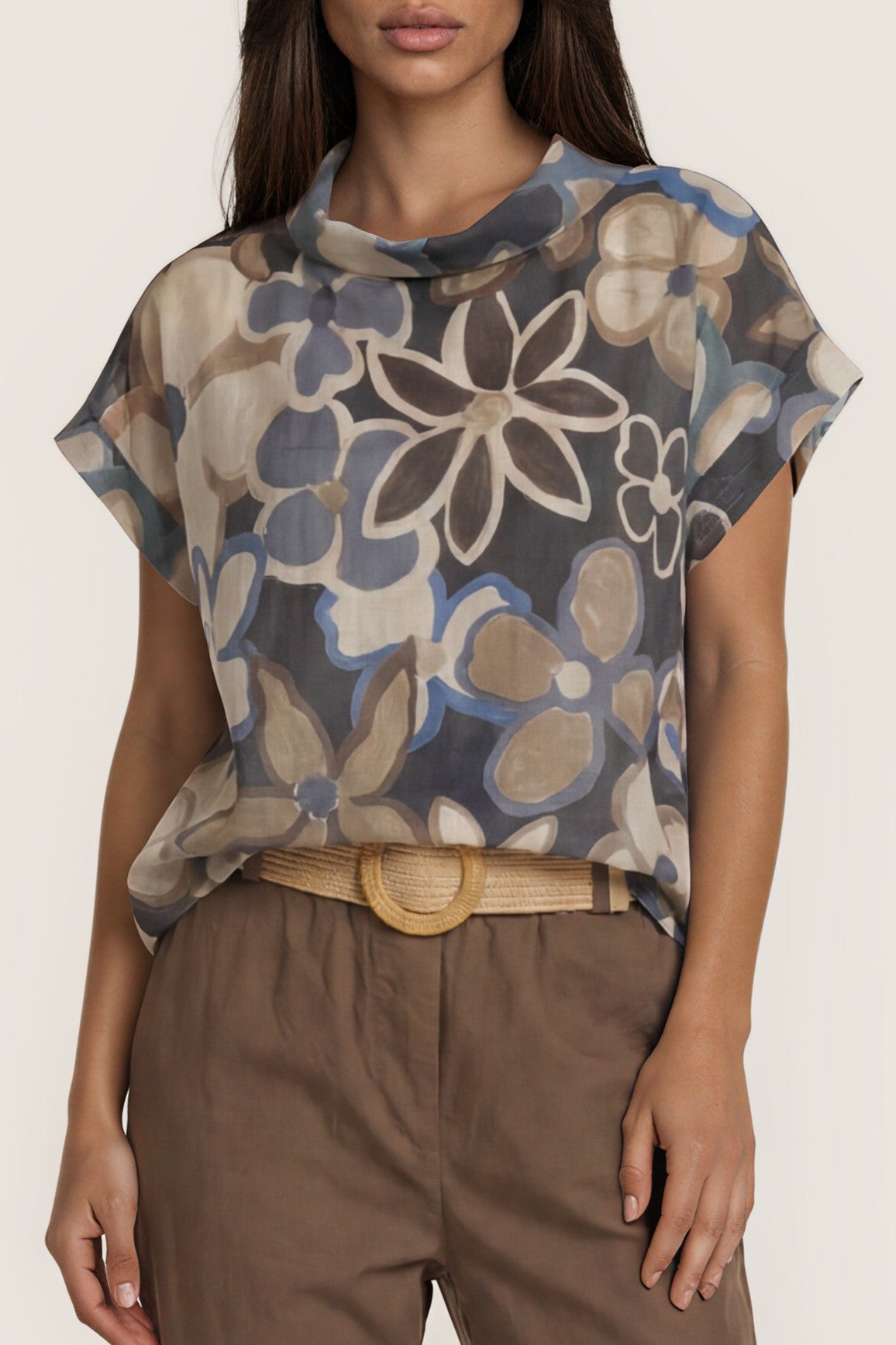 Blusenshirt mit floralem Aquarell-Print