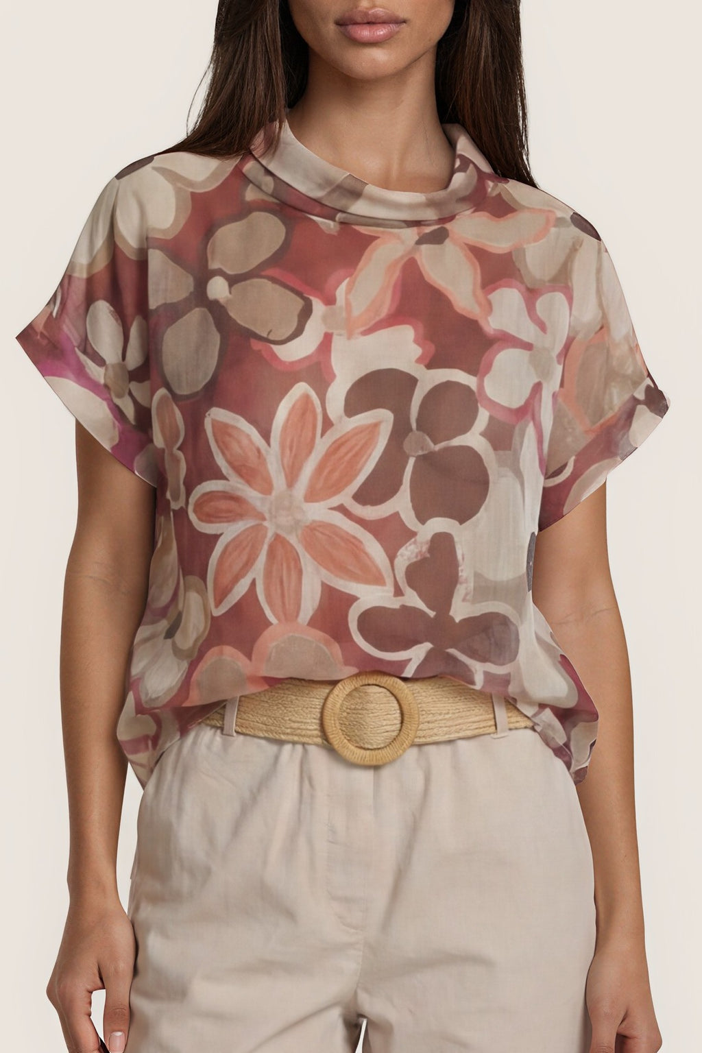 Blusenshirt mit floralem Aquarell-Print