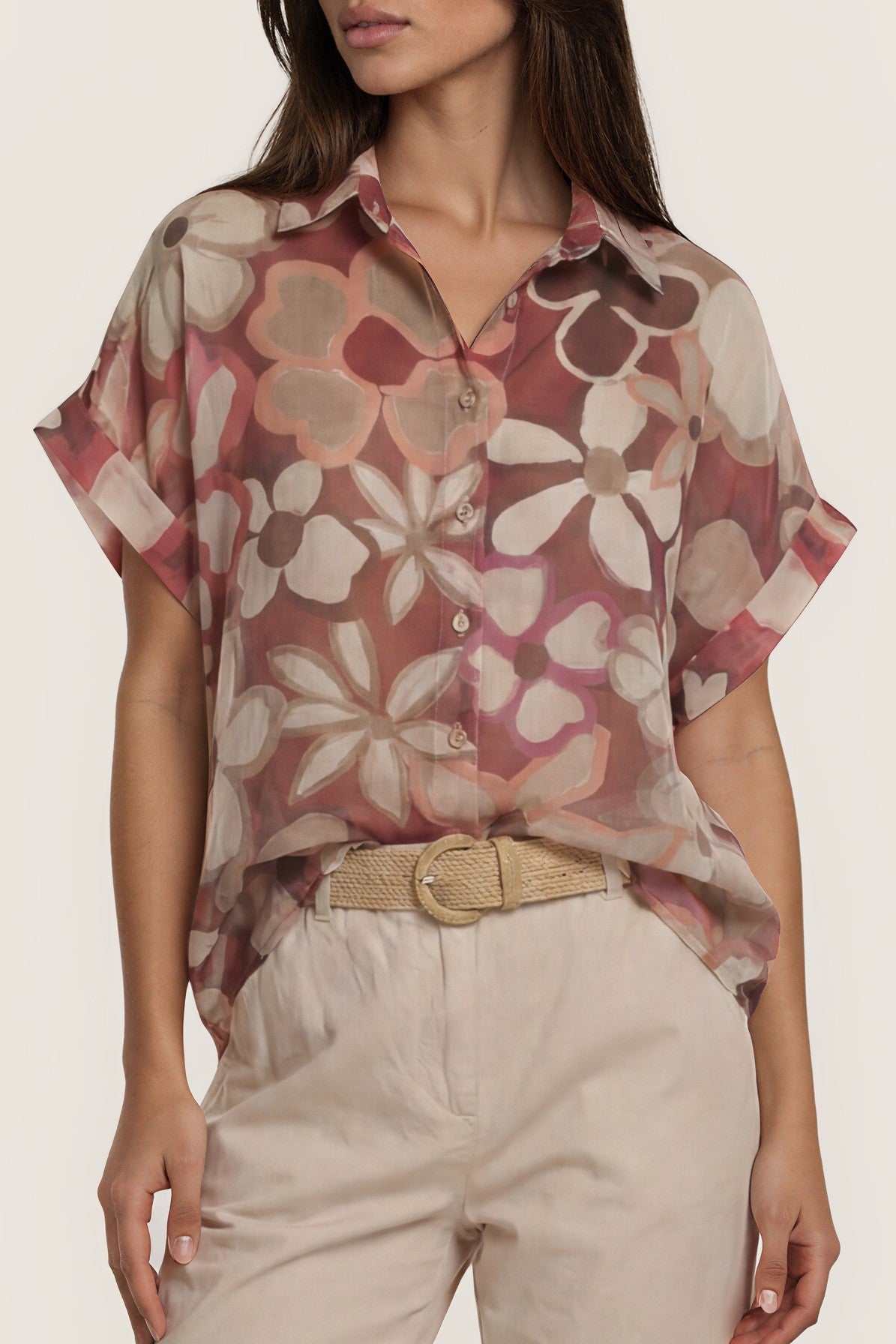Blusenshirt mit floralem Aquarell-Print
