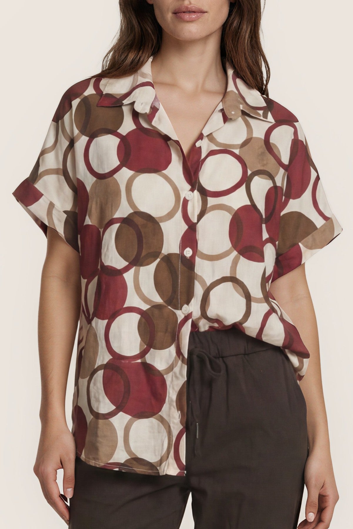 Bluse mit grafischem Circle-Print