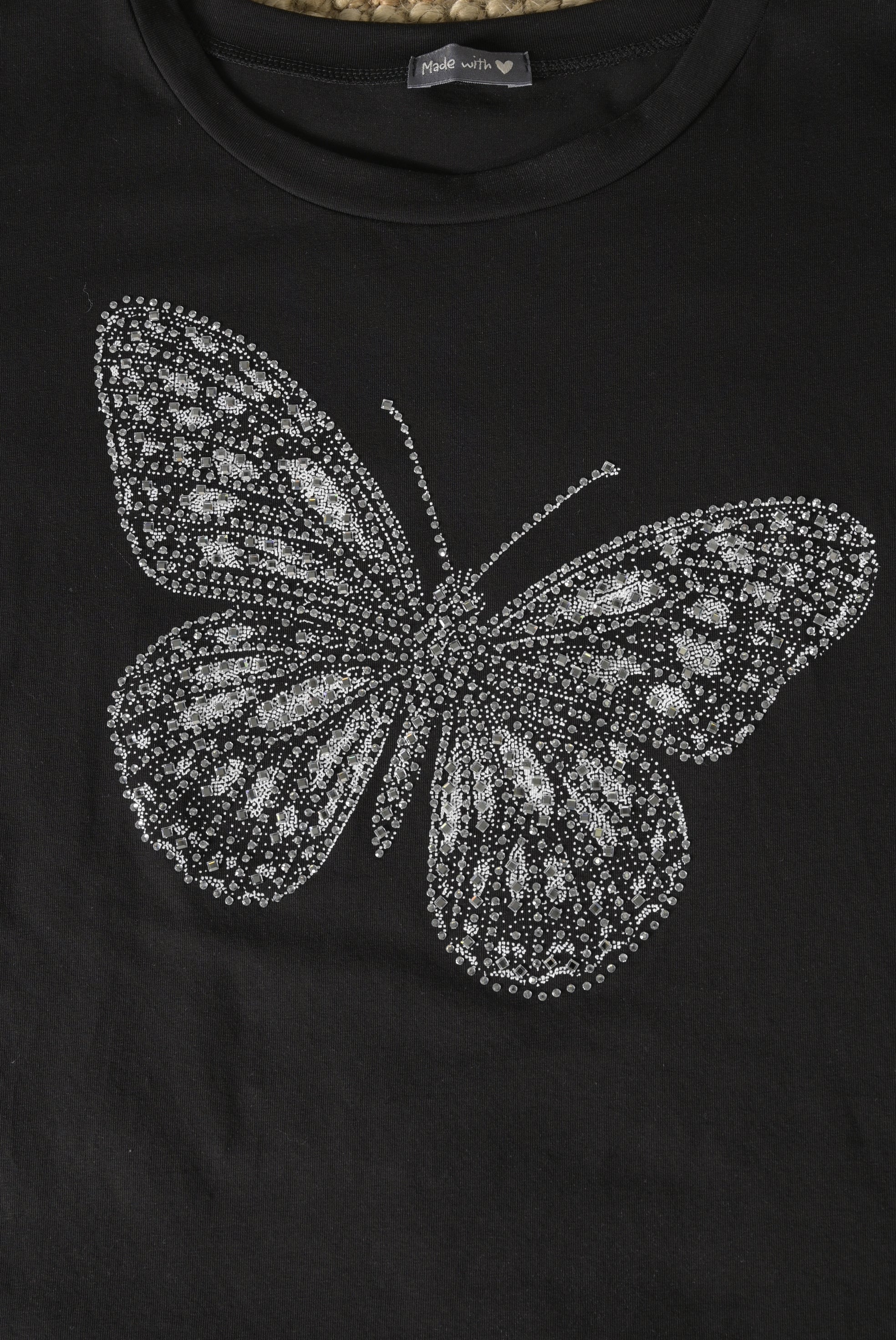 T-Shirt mit Schmetterlings-Print & Glitzerdetails