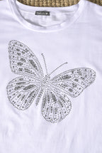 T-Shirt mit Schmetterlings-Print & Glitzerdetails