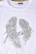 T-Shirt mit Feder-Print „Forever“