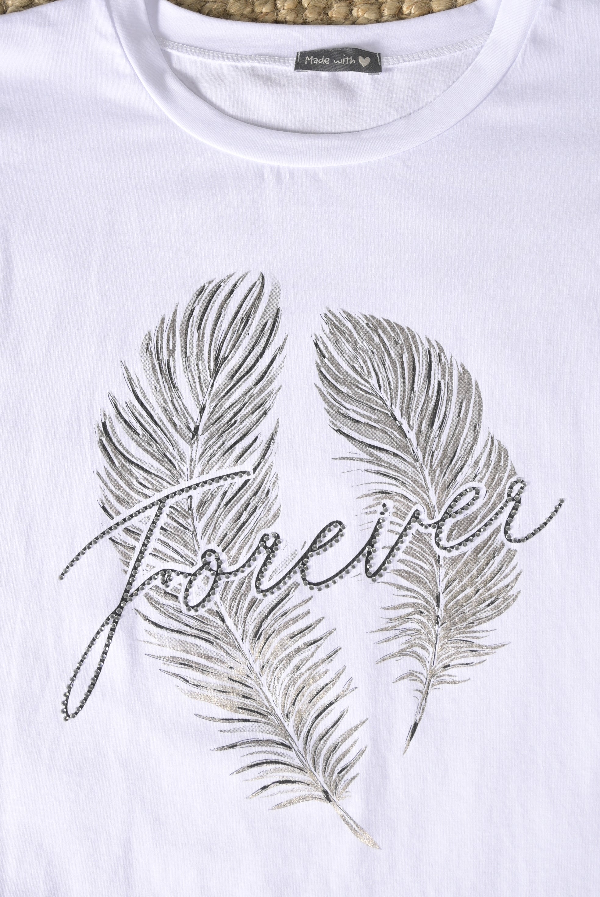 T-Shirt mit Feder-Print „Forever“