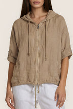 Leinenjacke „Anya“ mit Kapuze