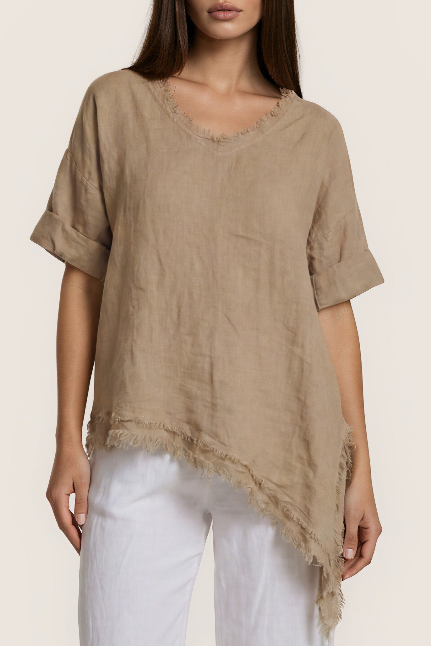 Leinenbluse „Anya Fringed“