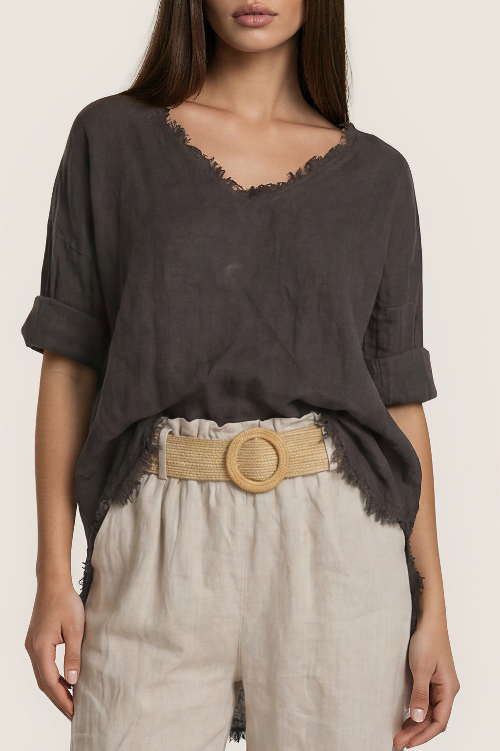 Leinenbluse „Anya Fringed“