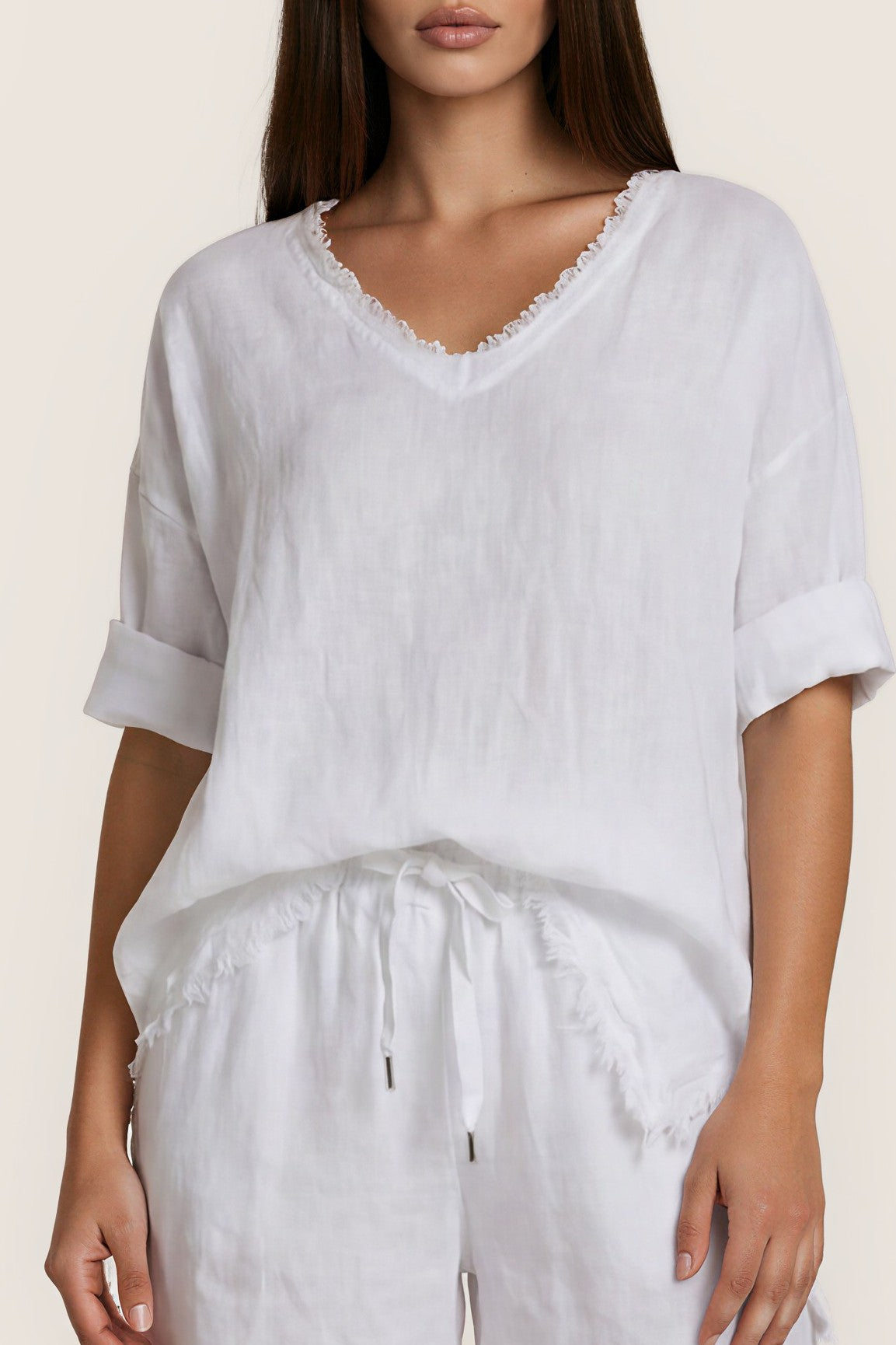 Leinenbluse „Anya Fringed“