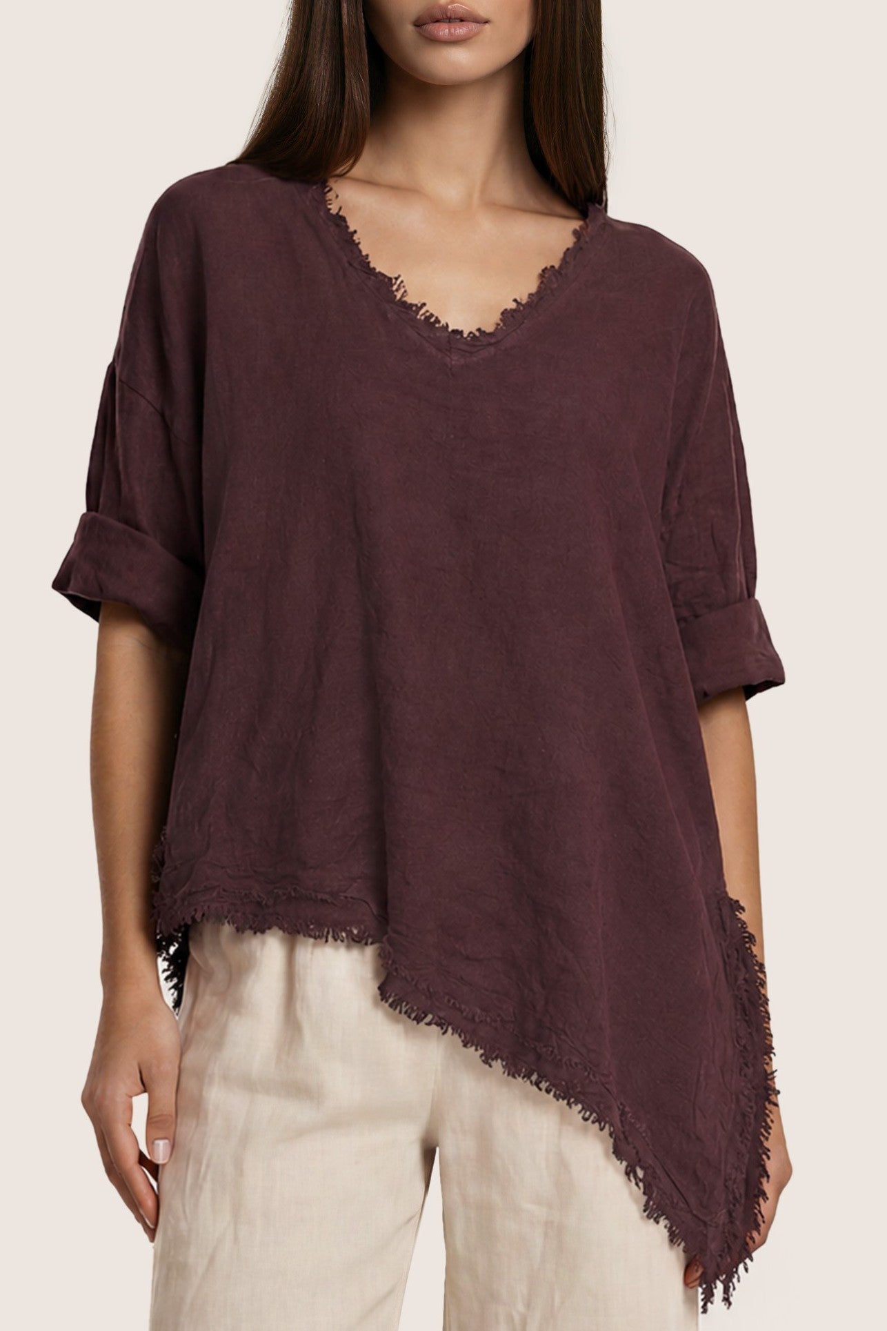 Leinenbluse „Anya Fringed“