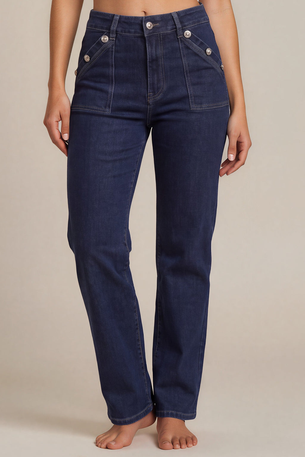 Straight-Leg Jeans mit Zierknöpfen