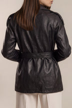 Trenchjacke in Lederoptik mit Gürtel