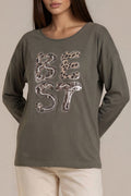 Oversize-Shirt „BEST“ mit Leo-Print und Schmuckdetails