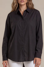 Longbluse mit verdeckter Knopfleiste