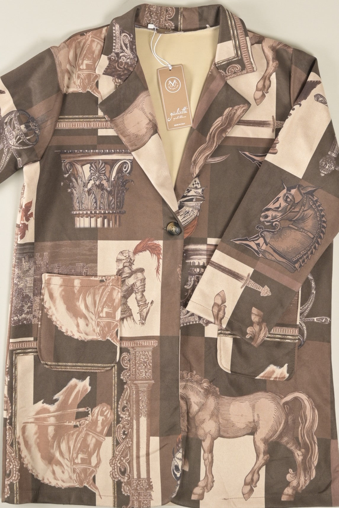 Print-Blazer mit Reiter- und Barockmotiv
