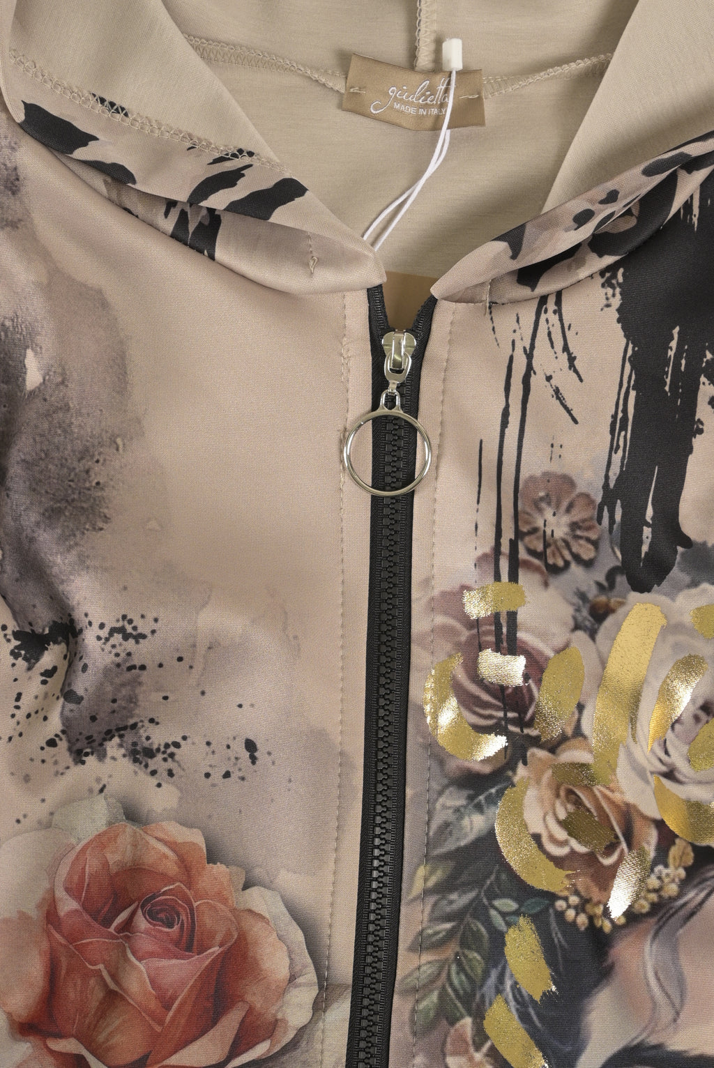 Long-Hoodie mit Frida-, Rosen- und Animal-Print