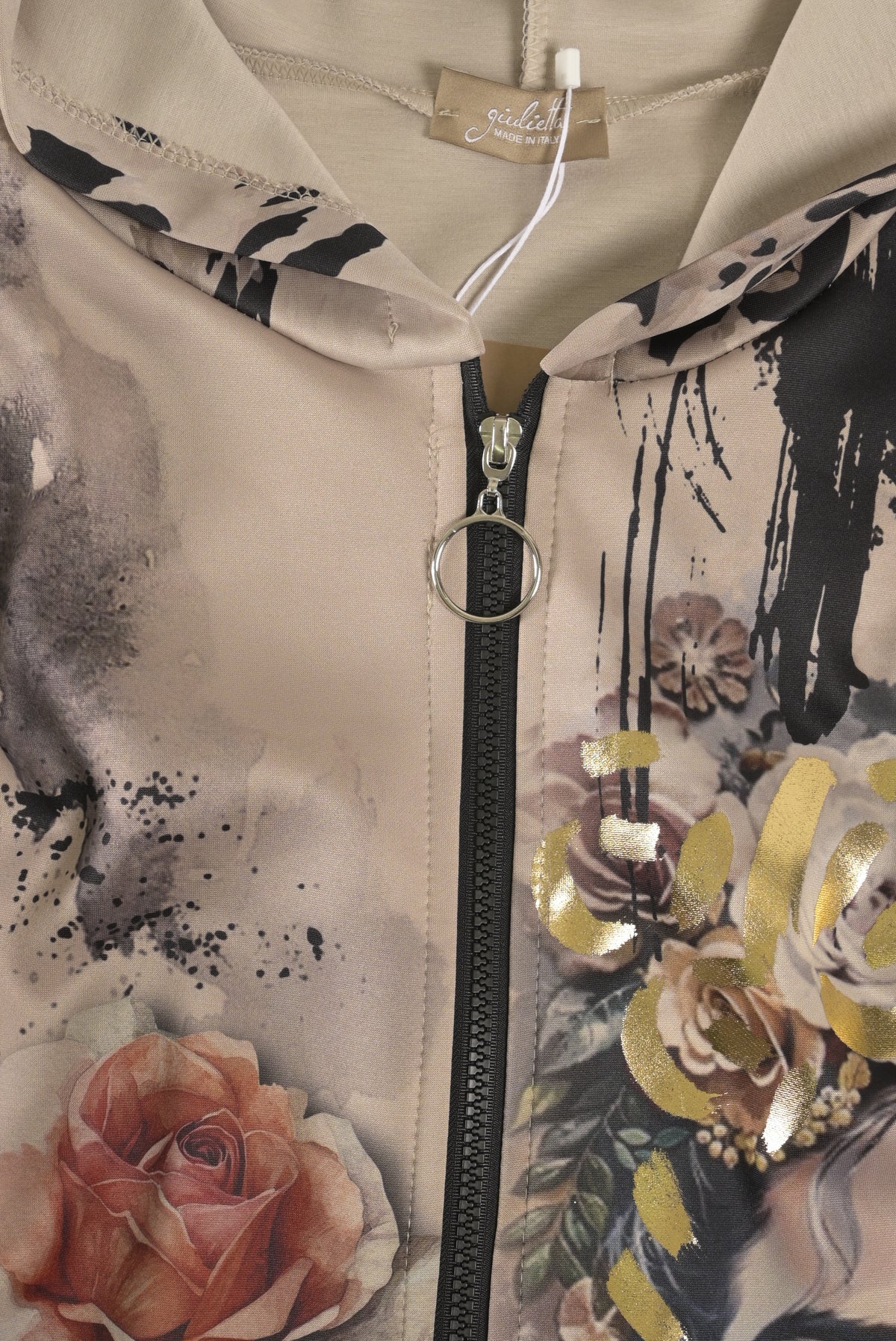 Long-Hoodie mit Frida-, Rosen- und Animal-Print