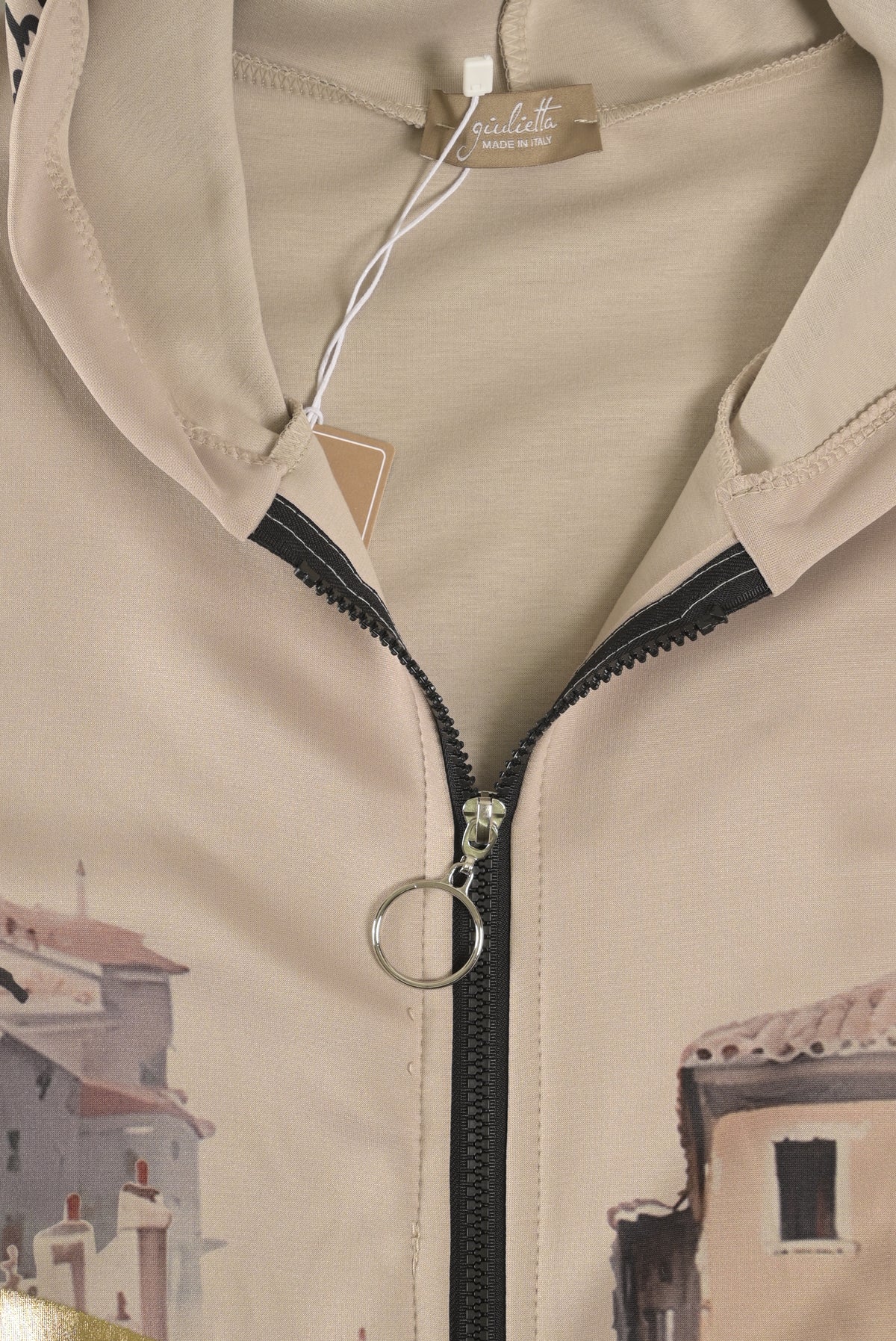 Long-Hoodie mit Italien-Motiv und Goldakzenten