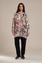 Long-Hoodie mit Frida-, Rosen- und Animal-Print