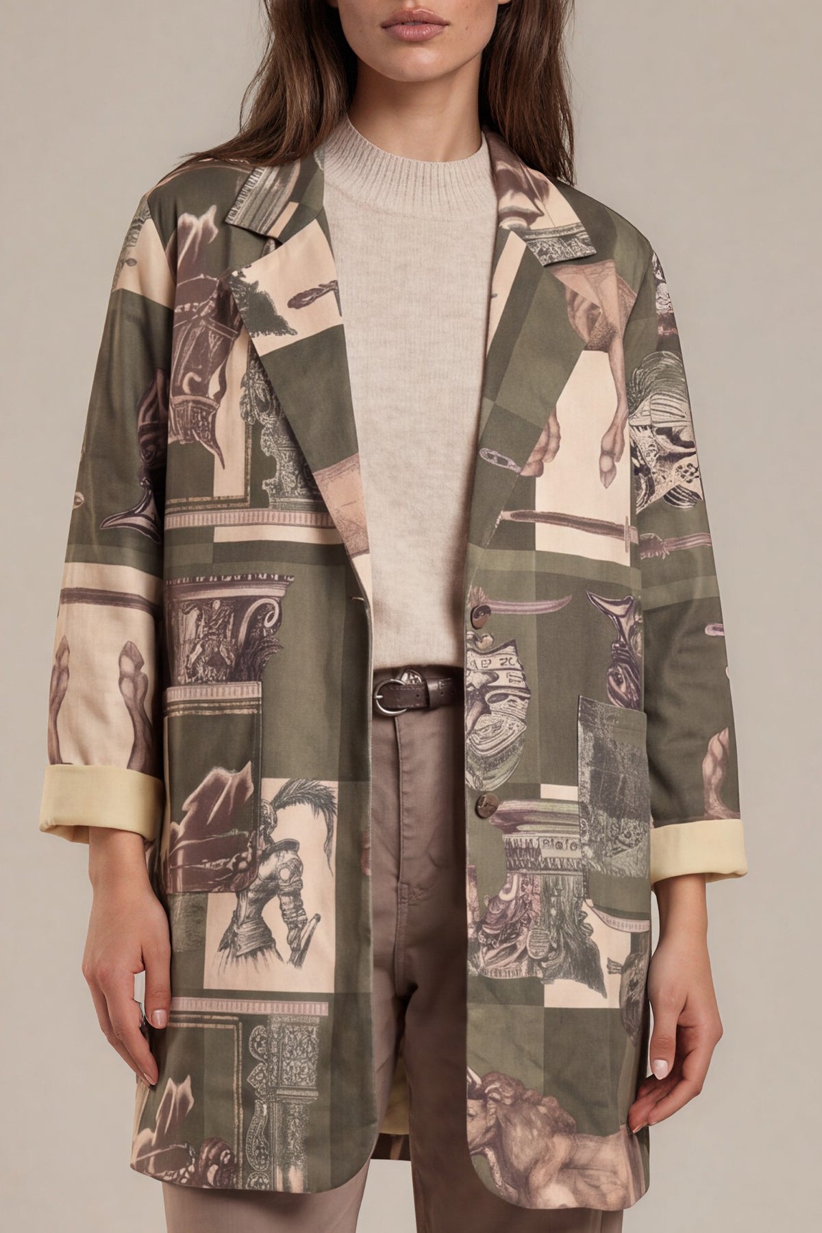 Print-Blazer mit Reiter- und Barockmotiv